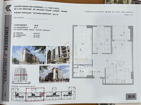 Appartamento 2+1 in vendita nel centro di Kamëz (Venatino 4 Residence)