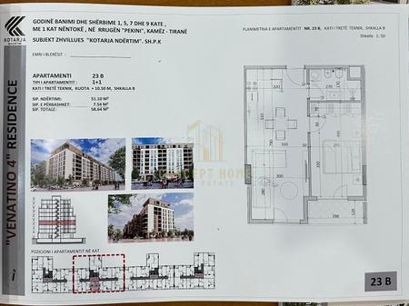 Shitet apartament 1+1 ne Qendër Kamëz (Venatino 4 Residence)
