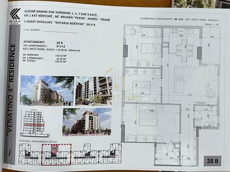 Apartment 3+1+2 for sale in Kamëz Center (Venatino 4 Residence)