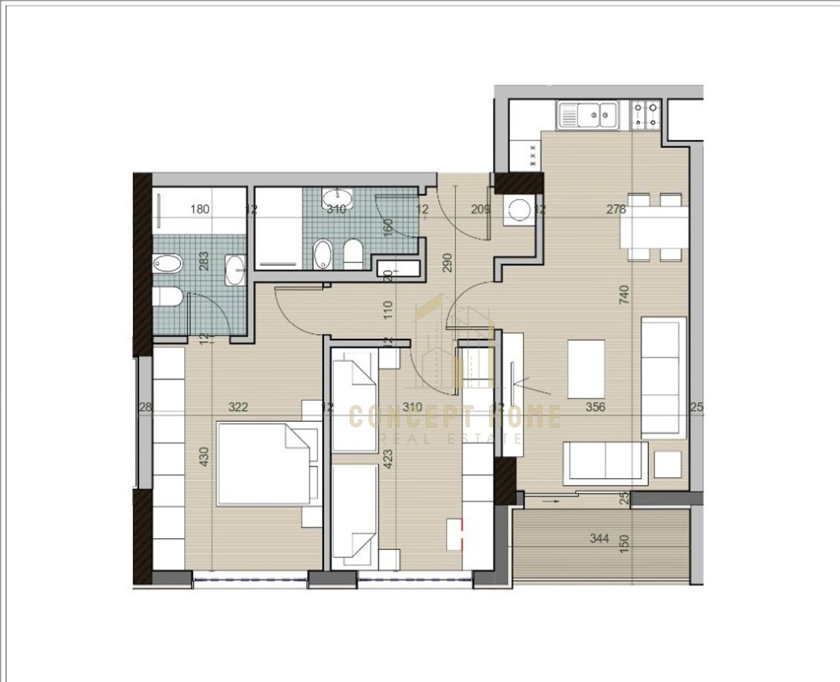 Apartment 2+1+2 For Sale in Univers City, Tirana - €115,000 | 104.42 m²