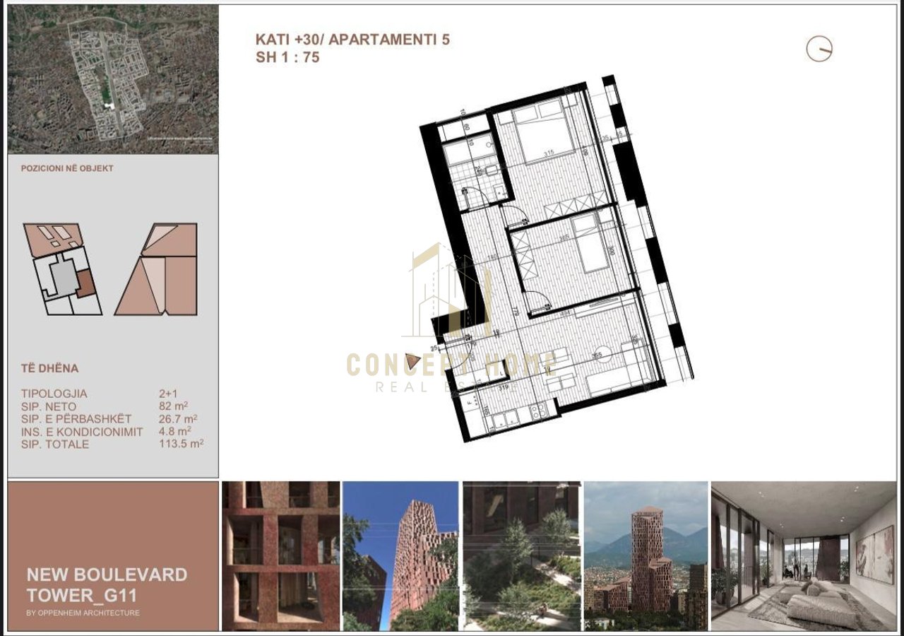 2+1 Apartment For Sale near the Old Train Station / New Boulevard "New Boulevard Tower", Tirana - €261,050 | 113.5 m²