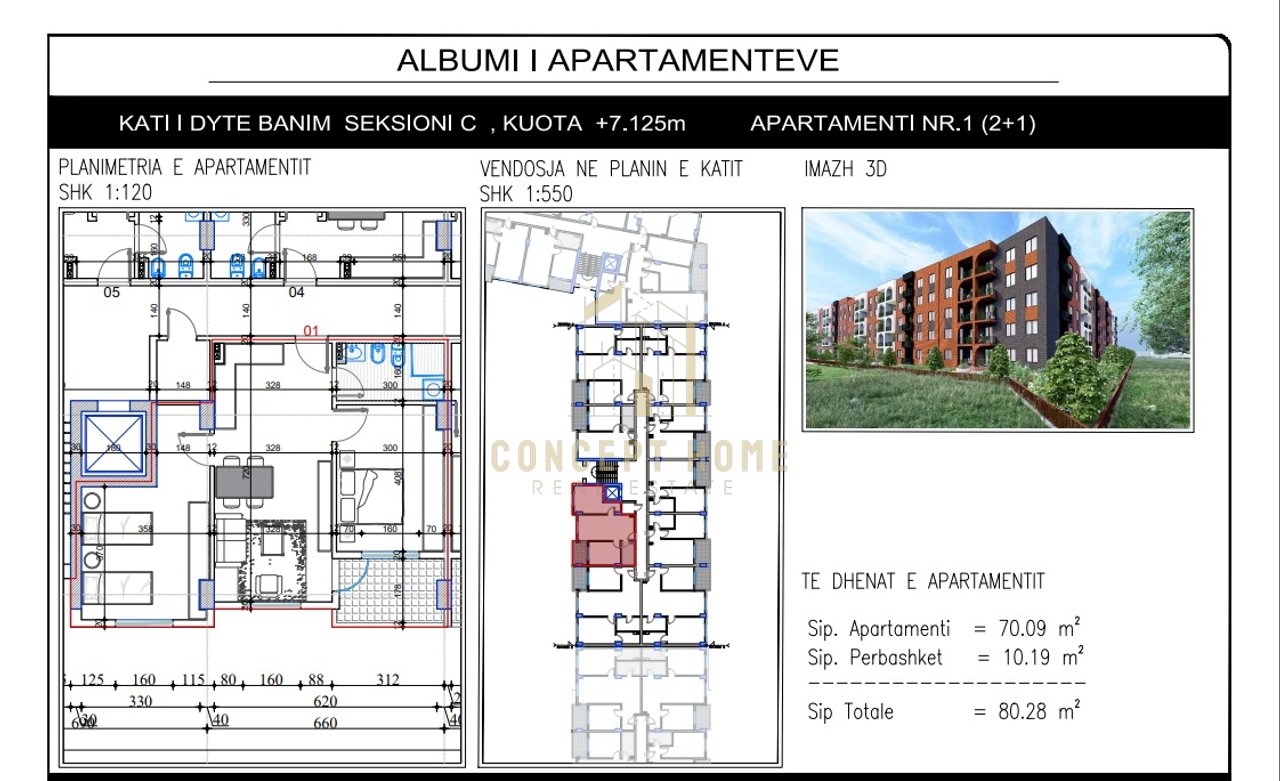 Apartament 2+1 Për Shitje në Paskuqan, Tiranë - 80,280€ | 80.28 m²