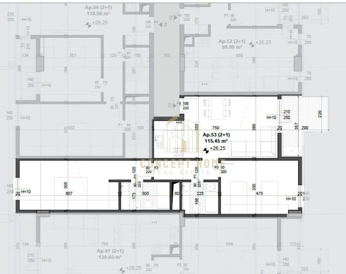 Apartament 2+1+2 Për Shitje në Ish fusha aviacionit, Tiranë - 169,000€ | 115.45 m²