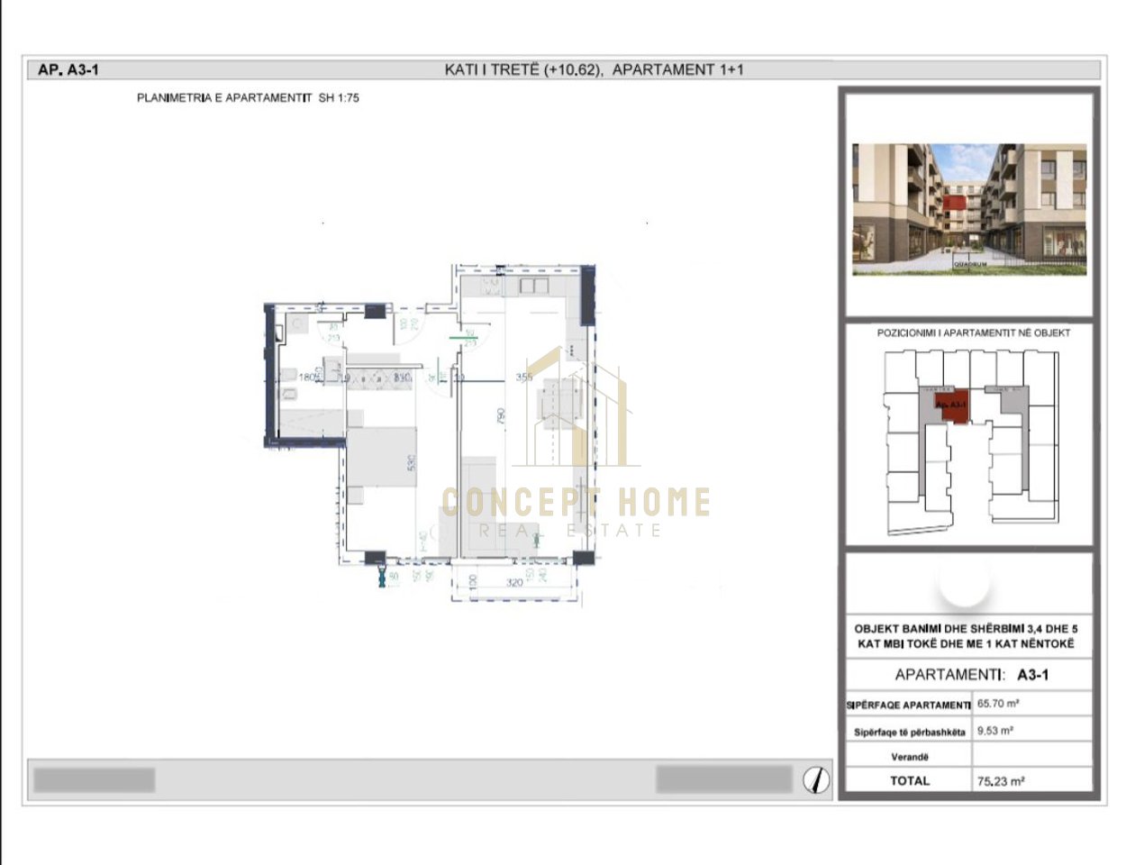 Apartment 1+1 for Sale in Kamez