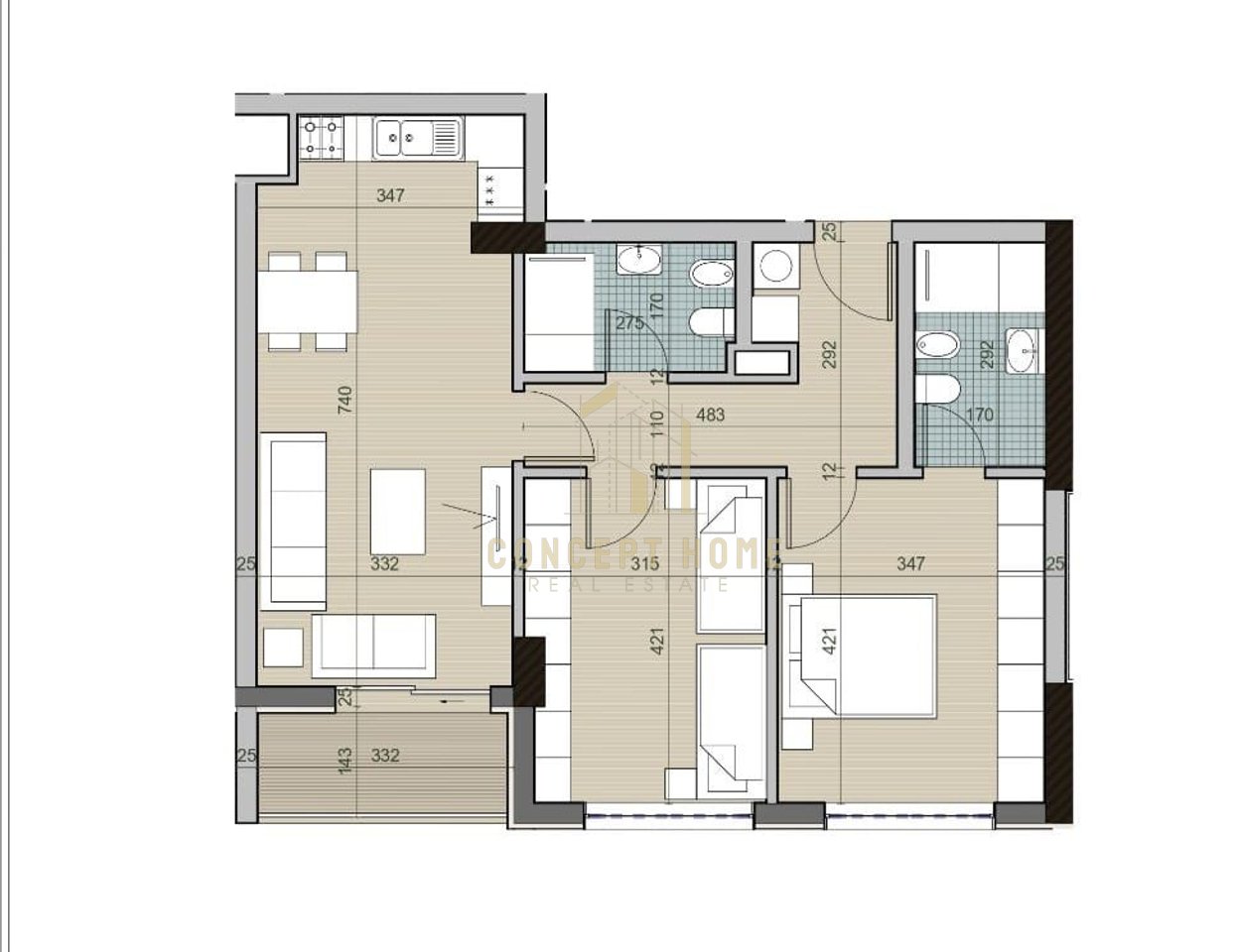 Appartamento 2+1+2 a Univers City, Tirana - 115.000€ | 104,98 m²