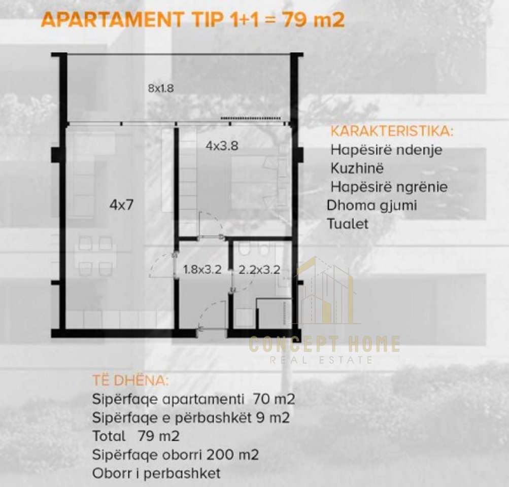 Appartamento 1+1 in Vendita a Farkë, Tirana - 91.992€ | 79 m²
