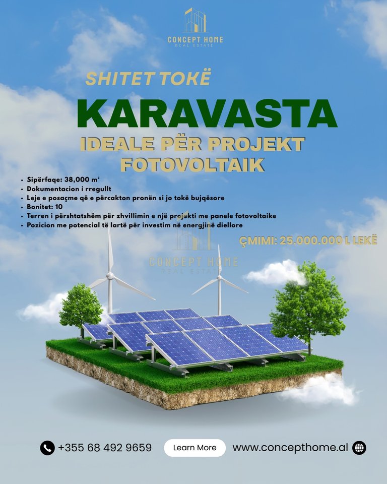 Shitet toke per panele diellore ne Karavasta