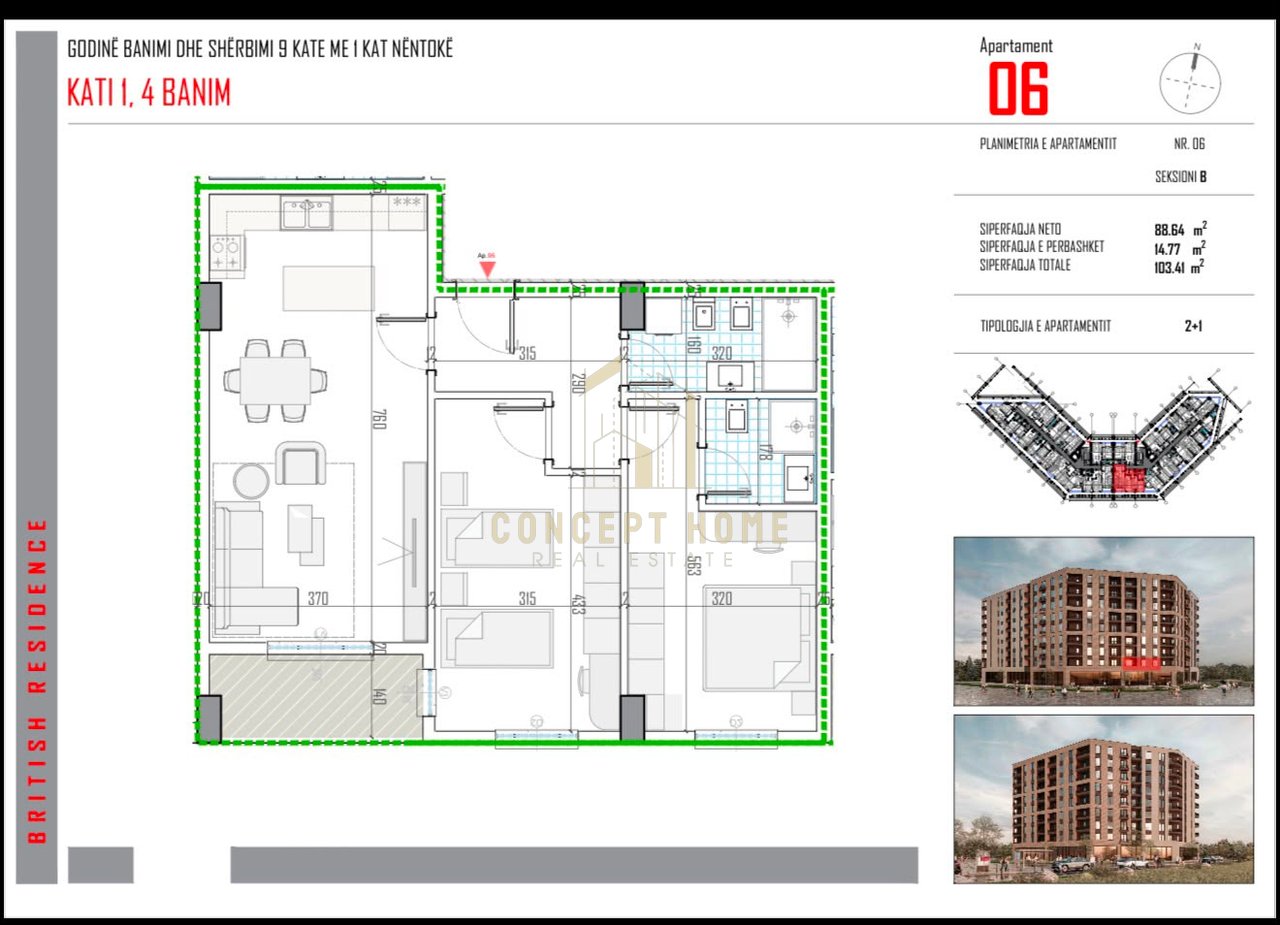Shitet apartament 2+1+2 ne Paskuqan tek British Residence.