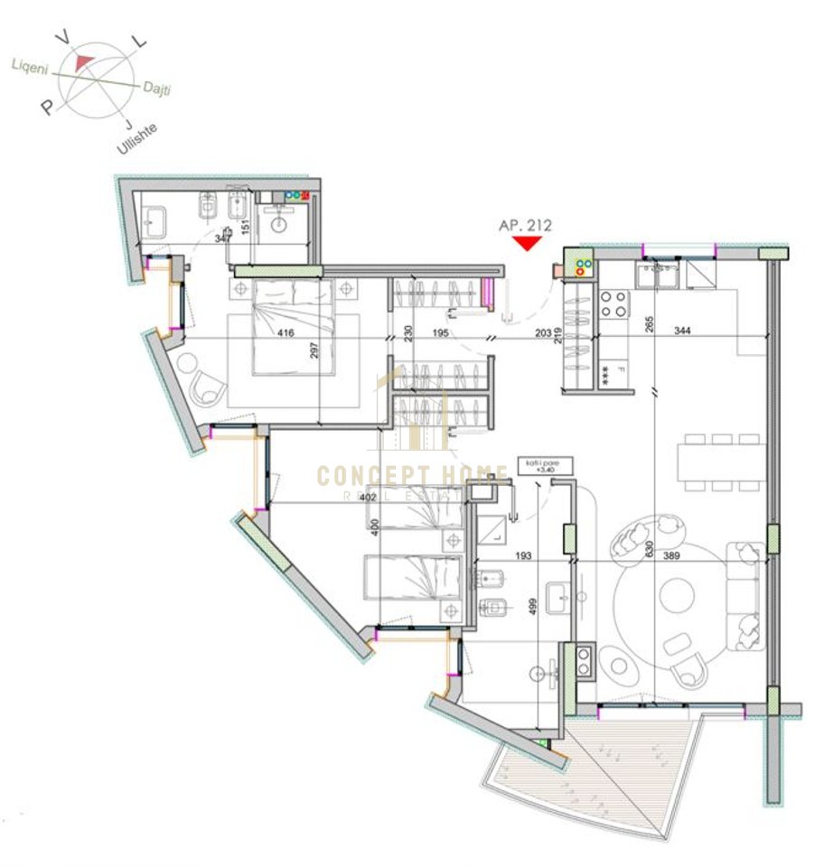 Apartament 2+1+2 në shitje te Liqeni i Thatë, Green Valley - 460,000€ | 127.7 m²