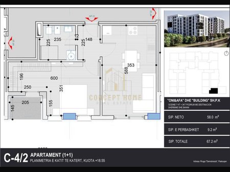 Apartament 1+1 Shitet në Paskuqan, Tiranë - 73,920€ | 67.2 m²