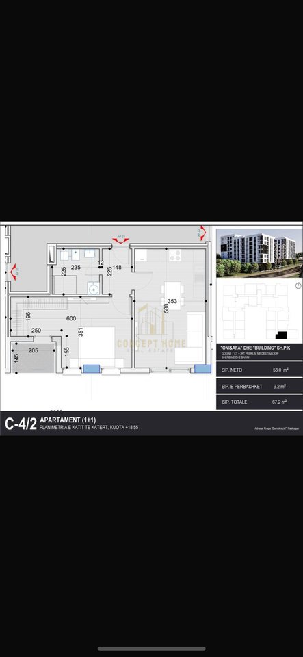 Apartament 1+1 Shitet në Paskuqan, Tiranë - 73,920€ | 67.2 m²