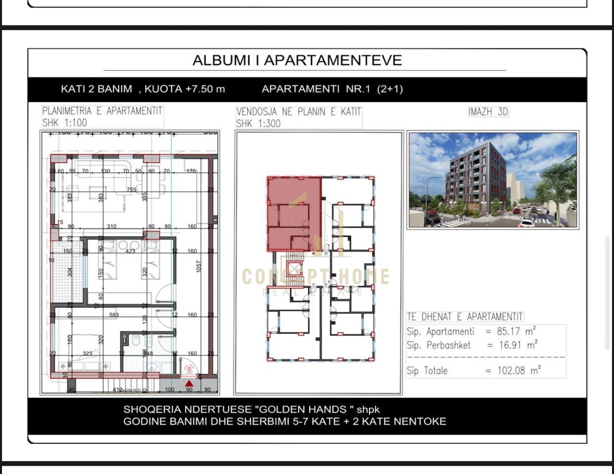 Shitet Apartament 2+1  Paskuqan 153,375 €