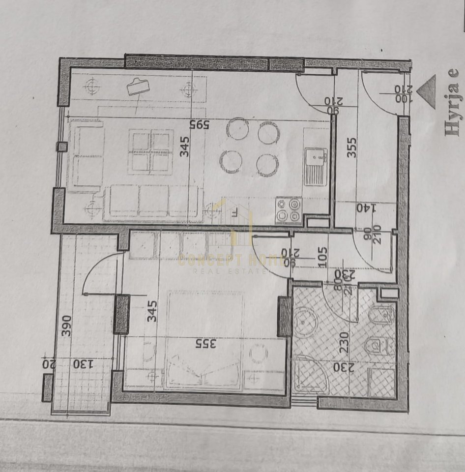 Shitet apartament 1+1 ne Astir