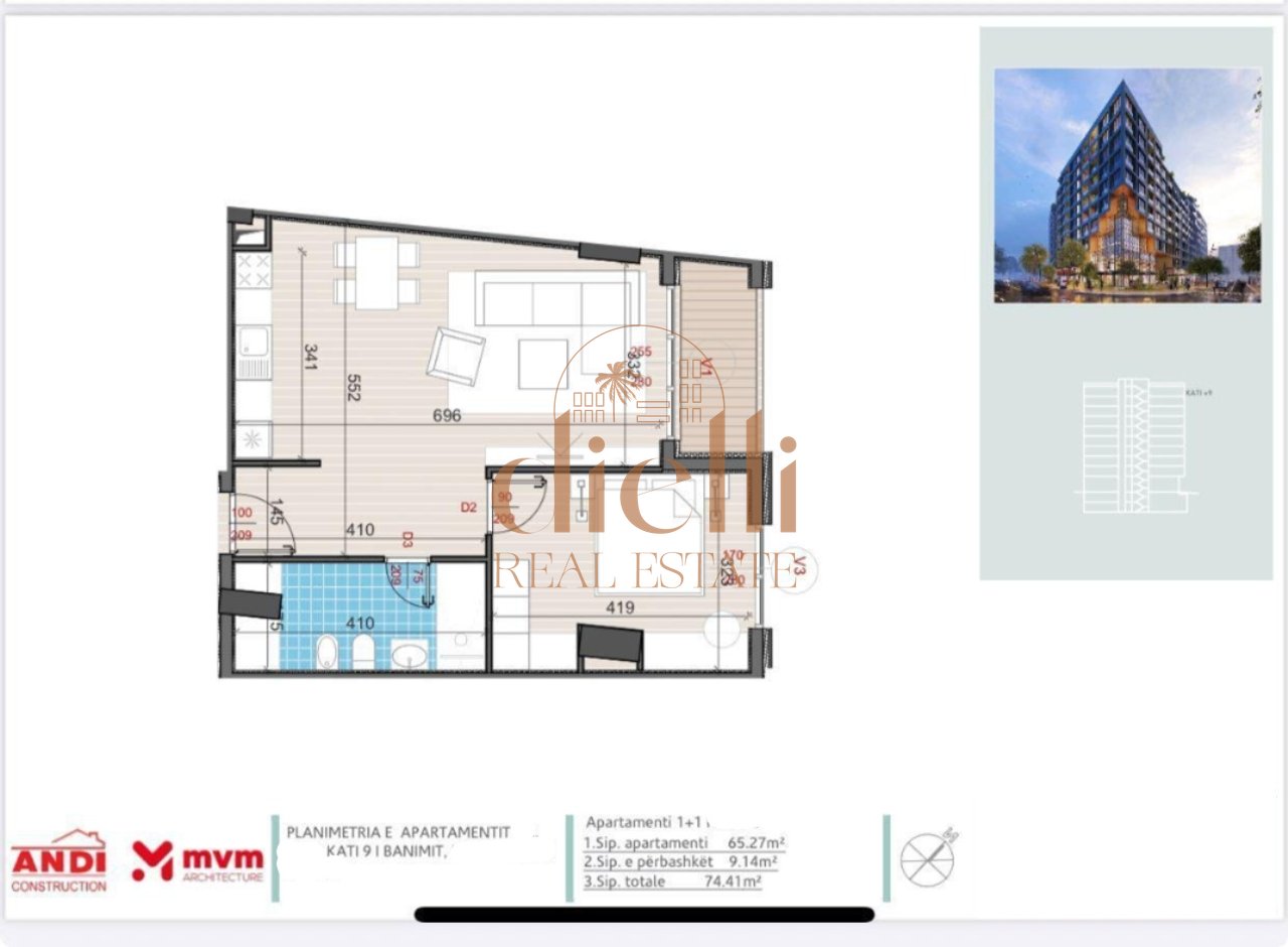 Apartament 1+1 per Shitje tek Kompleksi Golden Gate Ali Dem