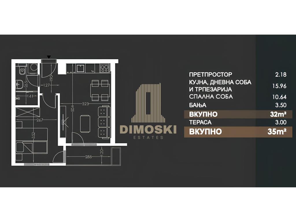 Центар - Железничка | Нов Двособен Стан - 36м²