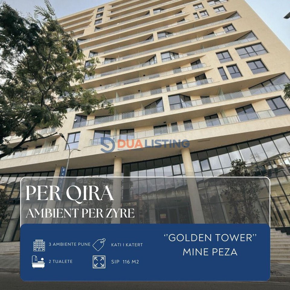 🏢 Jepet me Qira Ambient për Zyra | Golden Tower Residence – Mine Peza