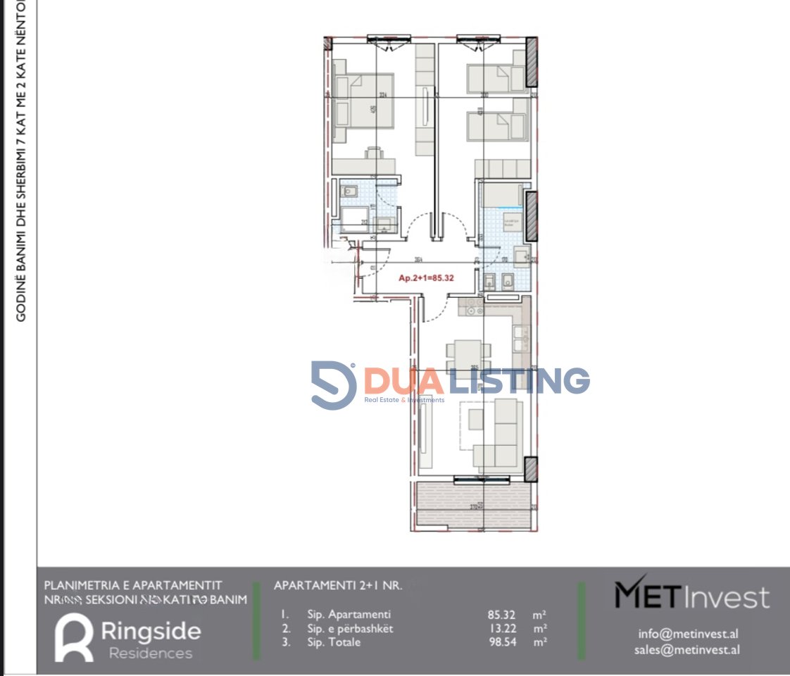 SHITET APARTAMENT 2+1 TE “RINGSIDE RESIDENCES”, PASKUQAN
