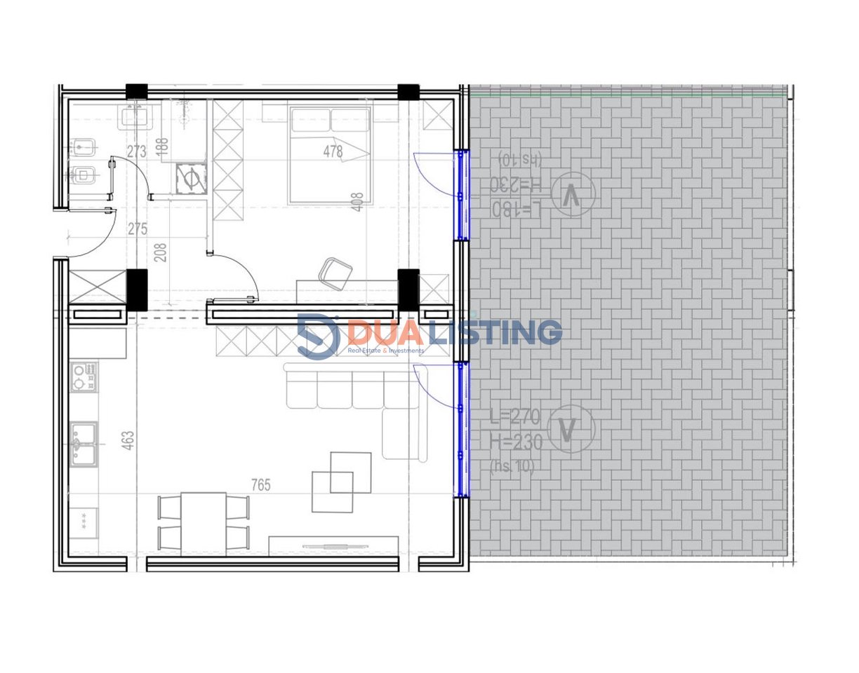SHITET APARTAMENT 1+1 ME VERANDË – KODRA E DIELLIT 2, LINDJE