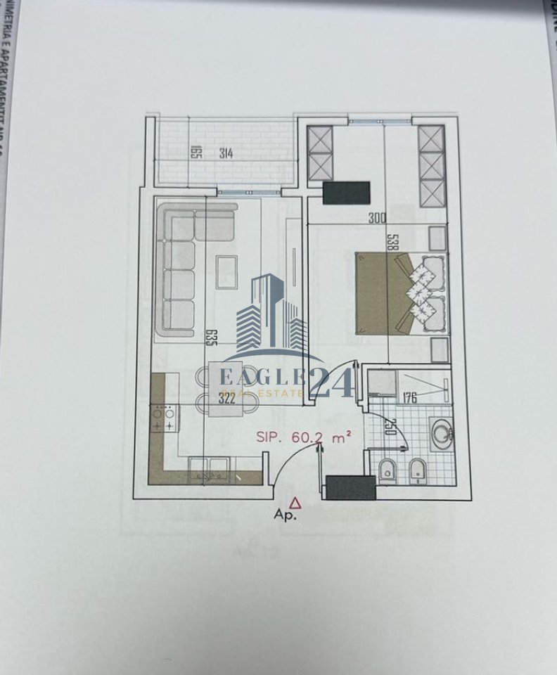 Apartament 1+1 në shitje tek "MONARK RESIDENCE"  Rrethi i Ullirit, Babrru. 76 813€.