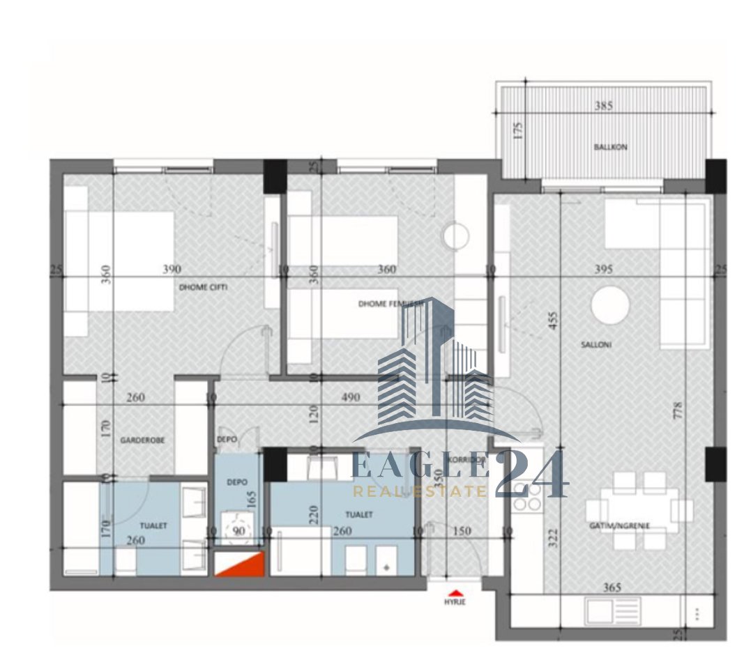 For sale 2+1+2 apartment + Storage + Wardrobe at "Diellon Apartments 2" in the Paskuqan area, Tirana. €115,860