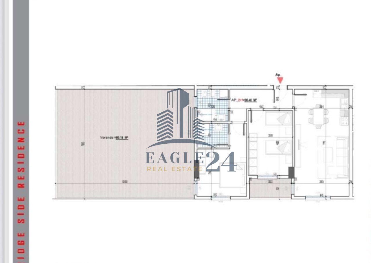 Shitet apartament 2+1+2+ Verandë e madhe në "Bridge Side Residence", Babrru Tiranë. 160 700€