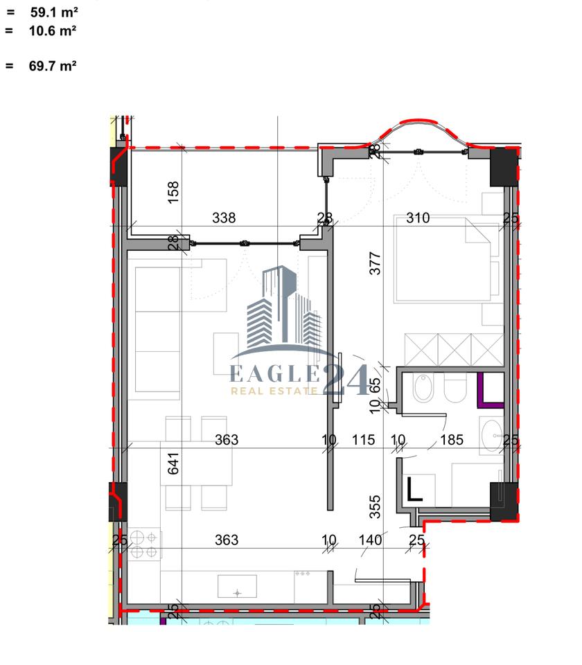 Apartment 1+1 for sale at Aluna 2, end of the New Boulevard, Paskuqan 81,000€
