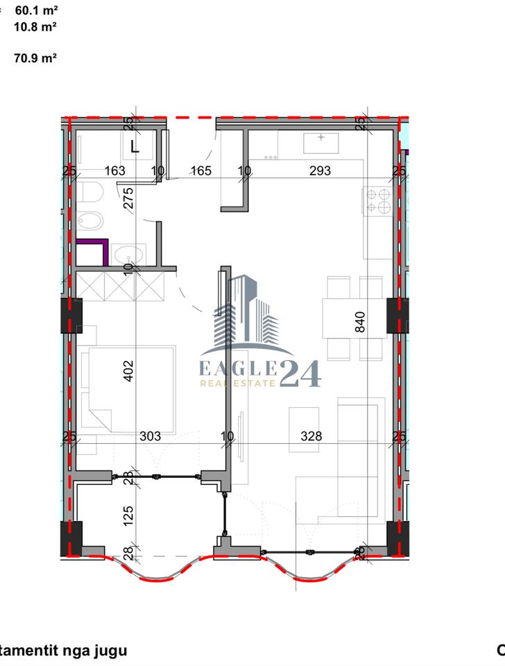 Apartment 1+1 for sale at Aluna 2, end of the New Boulevard, Paskuqan €82,400