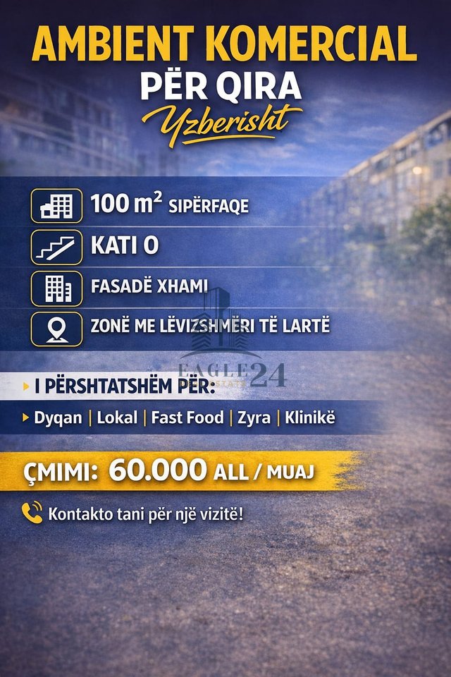 🏬 Ambient Komercial për Qira – Yzberisht