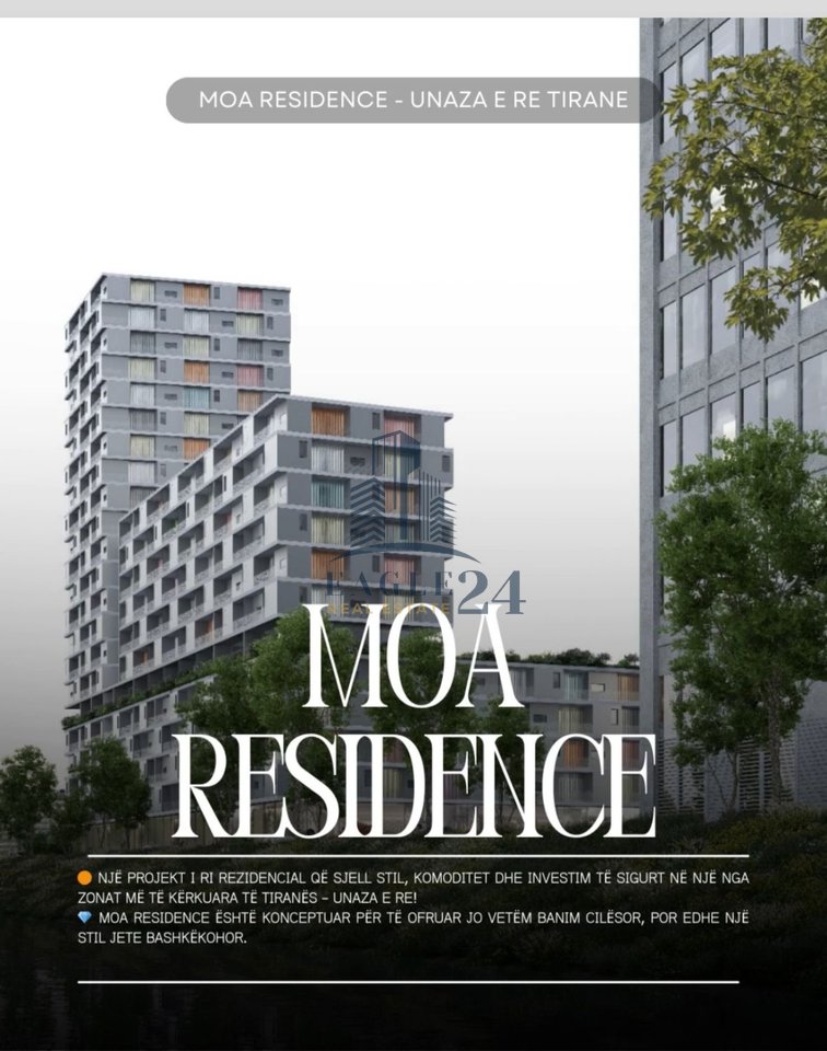 Apartament 1+1 në Shitje tek MOA Residence, pas Casa Italias, fazë grope! 87500€
