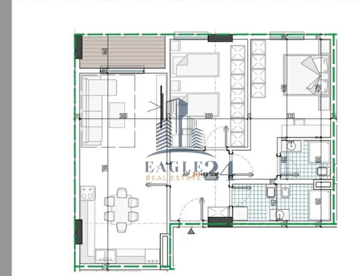 Shitet Apartament 2+1+2  fazë suvaje pranë mbikalimit në Paskuqan. 115'400€ (1100€/m2)
