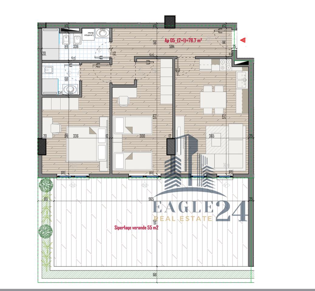 Apartament 2+1+2 + Verandë në Shitje tek Univers City. 138'000€