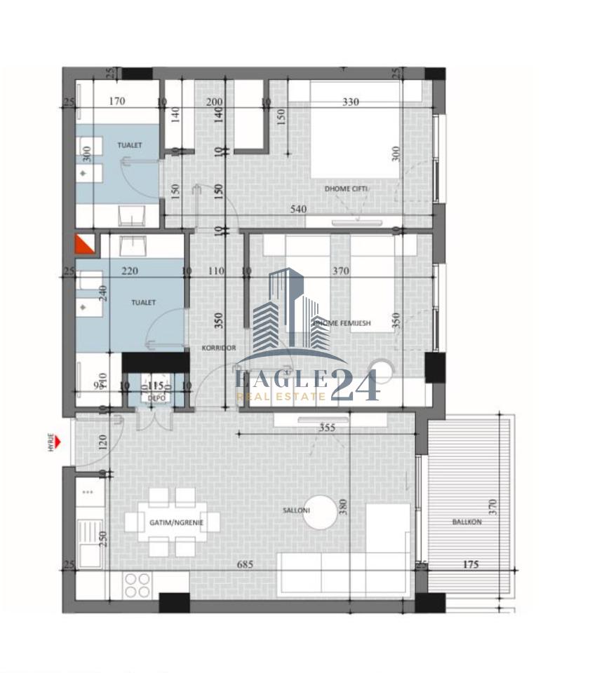 Shitet apartament 2+1+2 + Garderobë+Depo tek "Diellon Apartments 2" në zonën e Paskuqanit, Tiranë. 101'570€