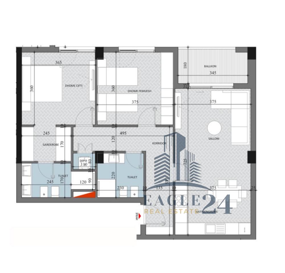 Shitet apartament 2+1+2 + Garderobë+Depo tek "Diellon Apartments 2" në zonën e Paskuqanit, Tiranë. 115'620€ (1000€/m2) Çmim Kleringu