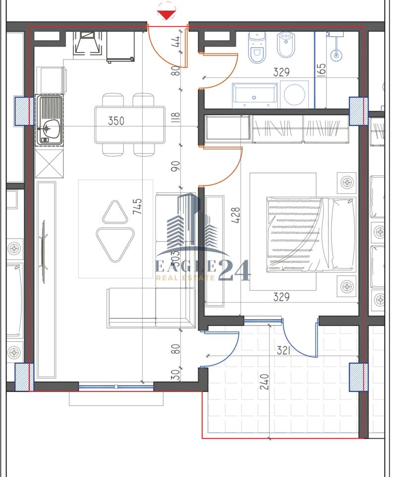 Apartament 1+1 për Shitje në Laknas. 59.3 mln Lekë të reja