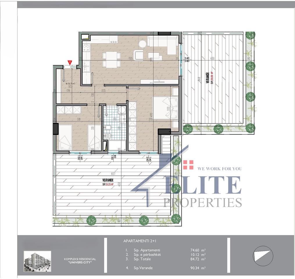 Univers City, apartament 2+1 ne shitje