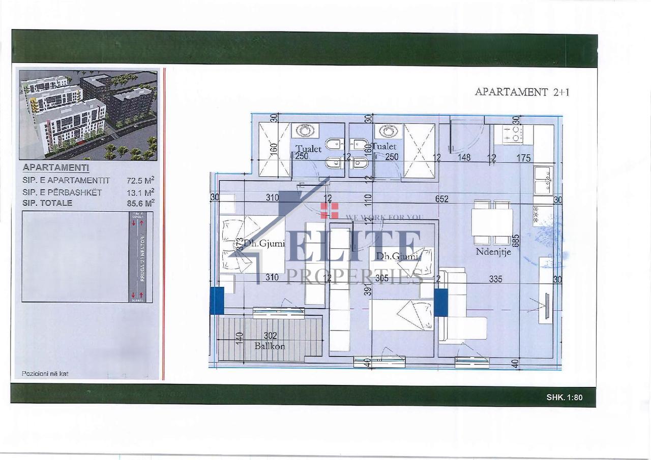 Tirana Entry II, Curva di Kamza – appartamento 2+1 in vendita