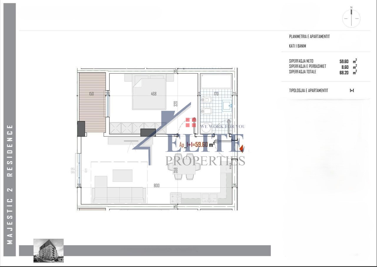 Paskuqan, apartament 1+1 në shitje