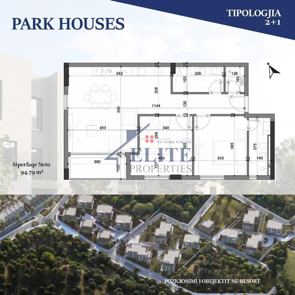 Park House Residence Mjull Bathore, apartament 2+1 në shitje