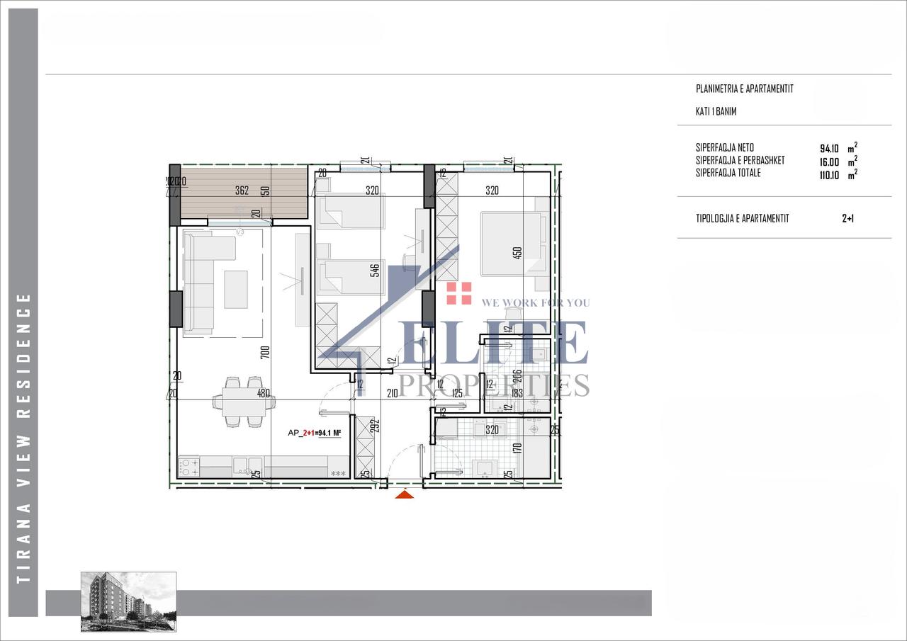 Tirana View Residence, appartamento con una camera da letto in vendita