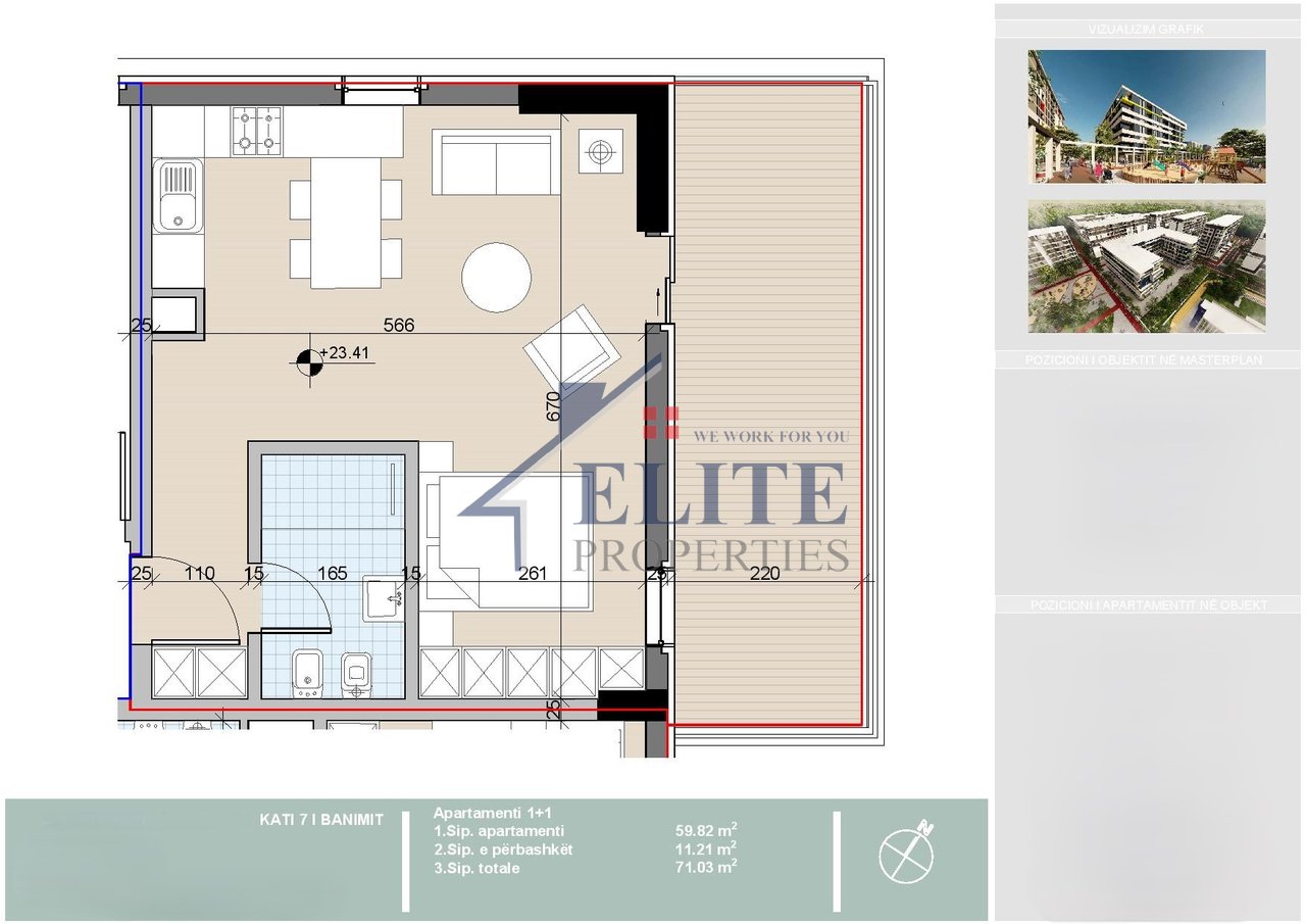 Univers City, apartament 1+1 në shitje