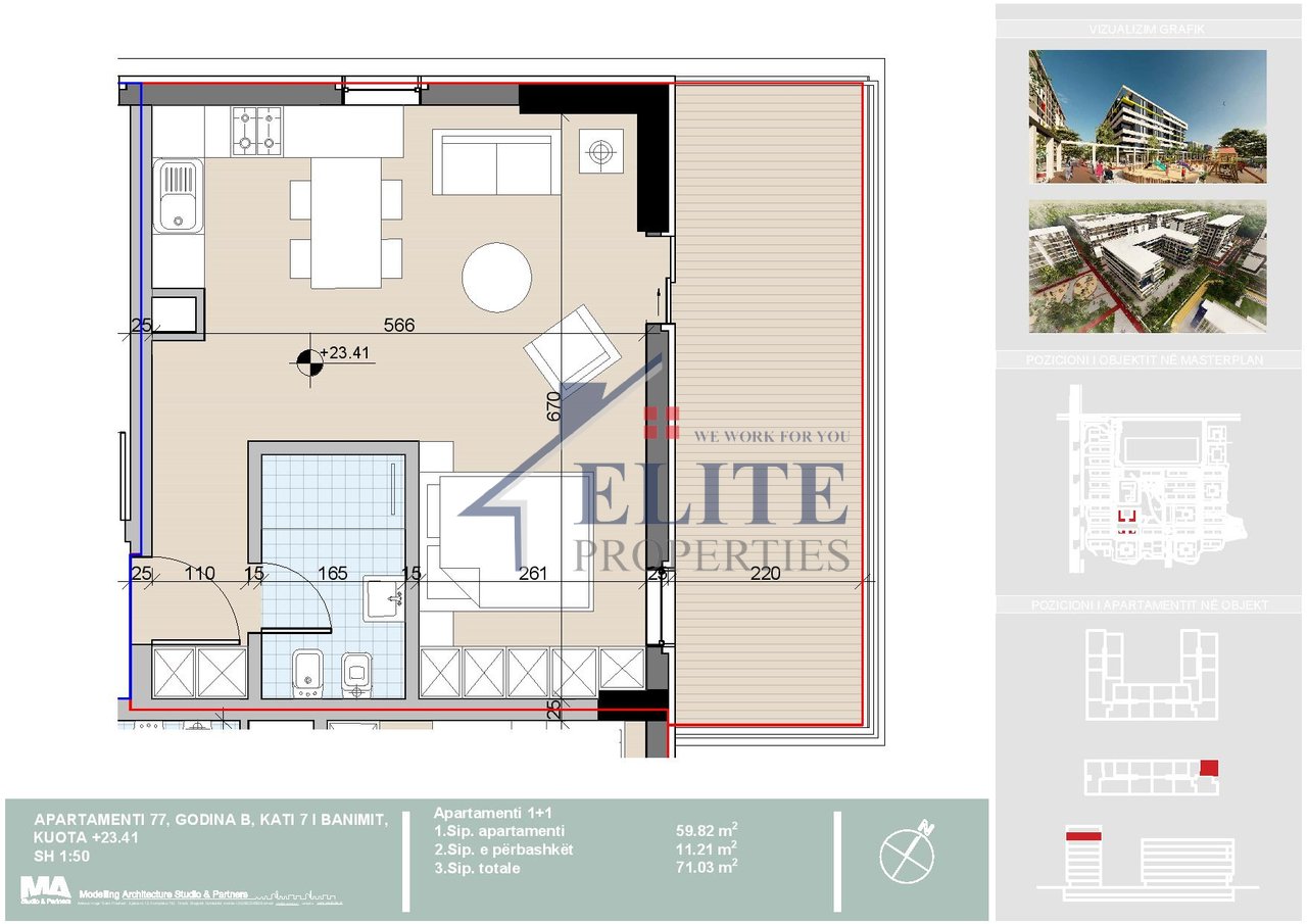 Univers City, apartament 1+1 në shitje