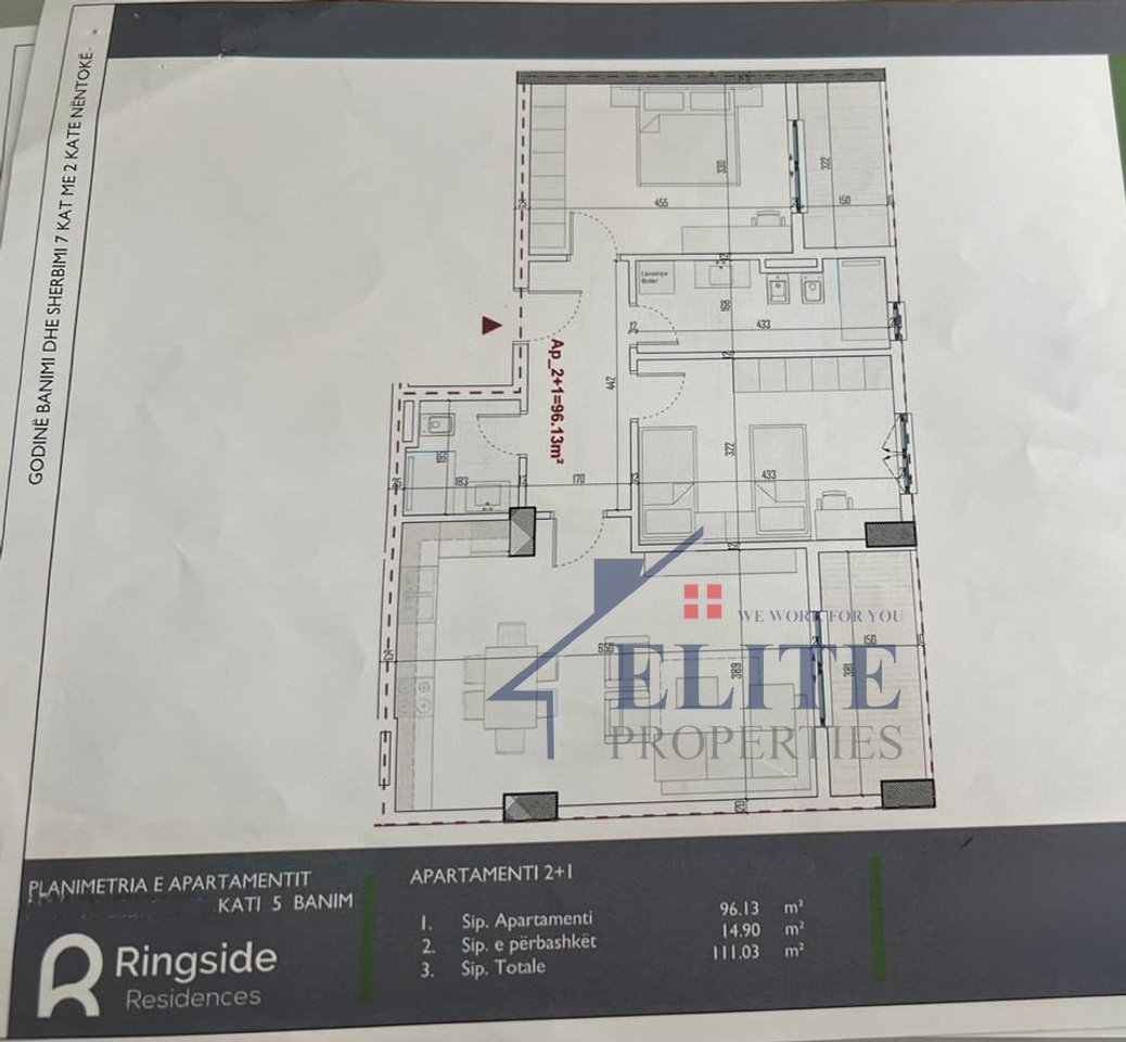 Ringside Residence Paskuqan, apartament 2+1 në shitje