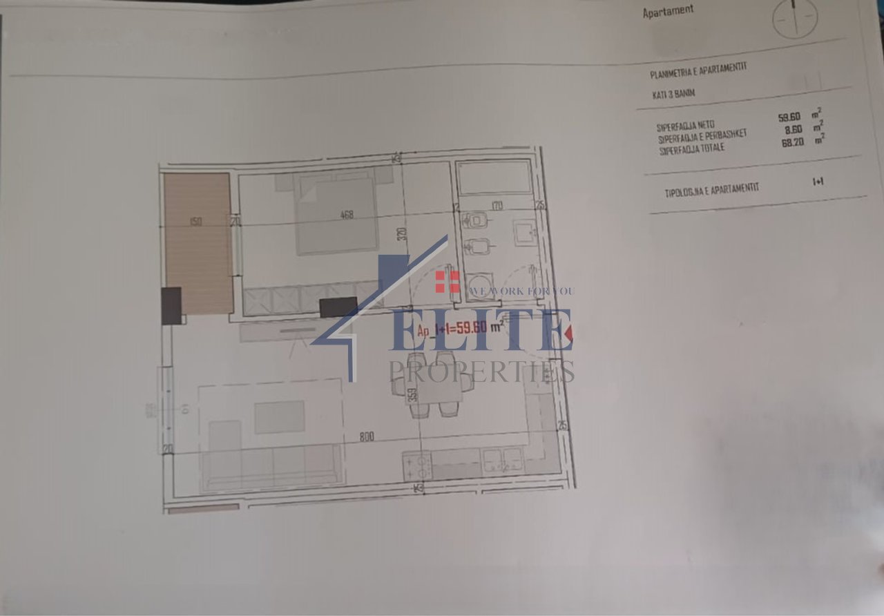 Paskuqan, apartament 1+1 në shitje
