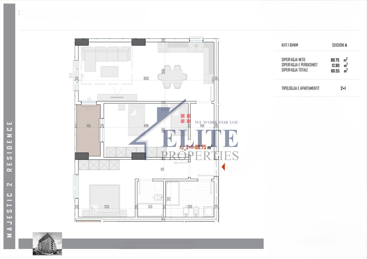 Paskuqan, apartament 2+1 në shitje