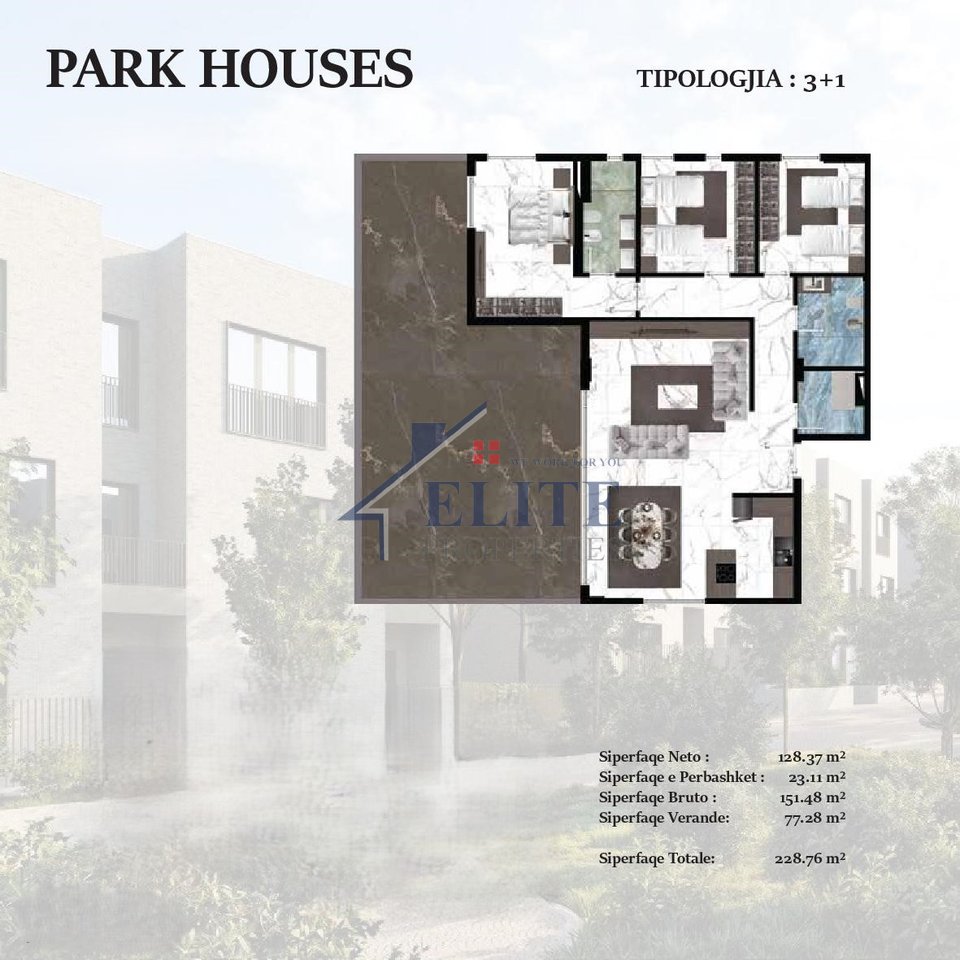 Park Houses Mjull Bathore, 3+1+veranda apartment for sale