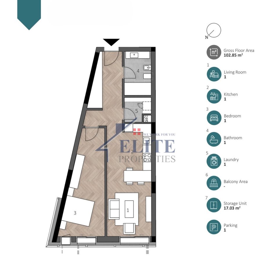 Green Coast Village, apartament 1+1 për shitje