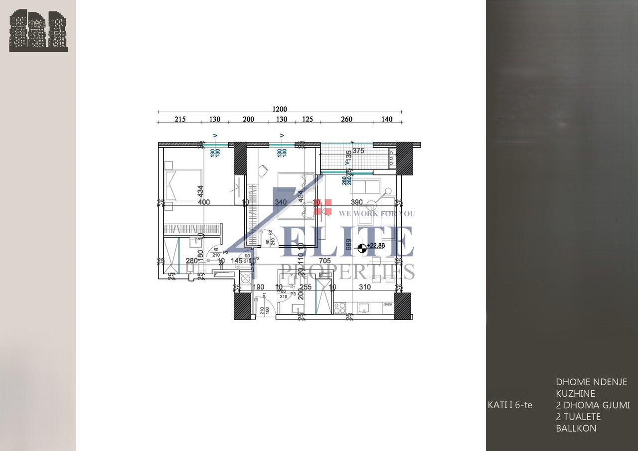 Edificio Shqiponja Square - appartamento con due camere da letto in vendita