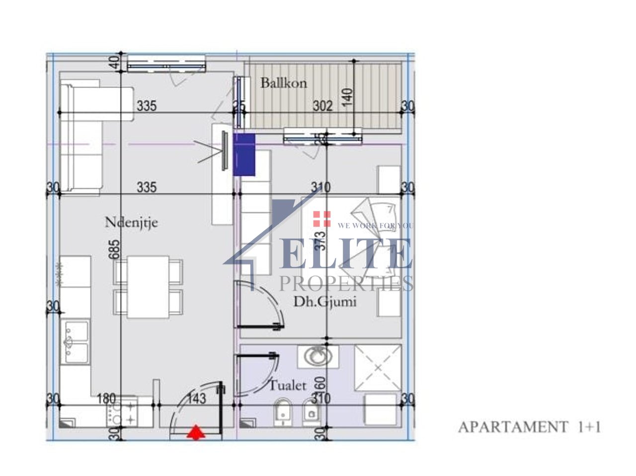 Tirana Entry III, apartament 1+1 për shitje