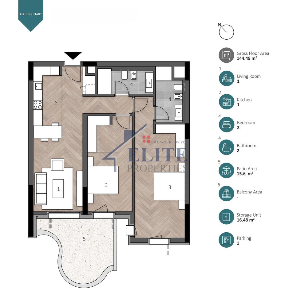 Green Coast Village, apartament 2+1 në shitje