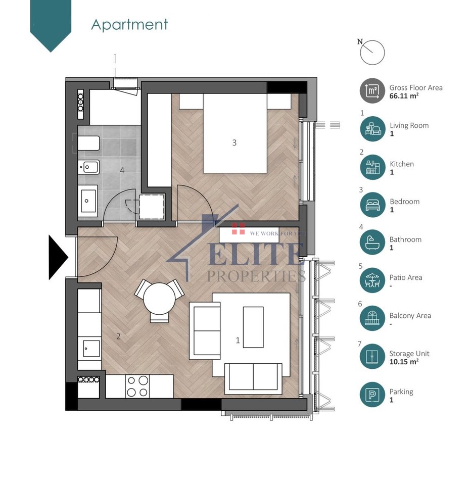 Green Coast Village, apartament 1+1 në shitje